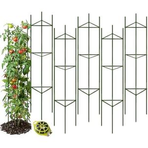 GROWNEER 6 Packs Tomato Cages for Garden, 51 Inches Tomato Trellis Plant Stakes Support, Tomatoes Plant Cage with 164Ft Twist Tie, for Vegetable Flowers Fruits Vertical Climbing Plants