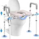 Male-Friendly Raised Toilet Seat with Handles, Adjustable Width Toilet Seat Riser for Seniors, 400LBS Handicap Toilet Seat for Elderly, Elevated Toilet Riser, Fits Any Toilets