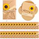 Qilery 50 Pcs Sunflower Gift Dried Flowers Greeting Cards Thank You Handmade Invitation Card DIY Vintage Kraft Blank Note Card with Envelopes for Birthday Christmas Teacher College, 2.76 x 4.13''