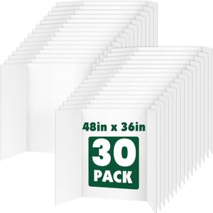 30 Pack Trifold Poster Board, 36in x 48in Corrugated Project Board, White Presentation Board, Trifold Display Board for School Project, Business Presentation, Science Fairs, Event Display