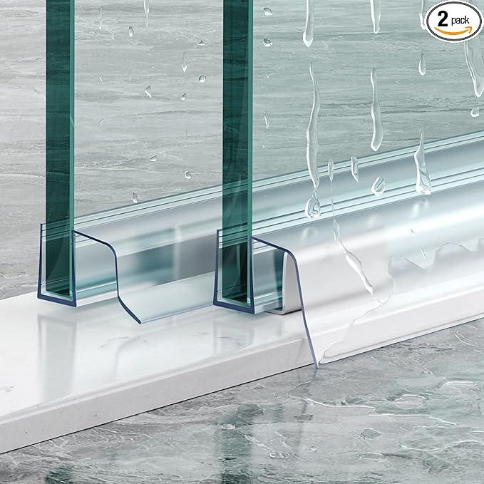 Sliding Shower Door Bottom Seal, 2 PCS 3/8" x 36" Sliding Shower Door Sweep for 3/8Inch Glass, Frameless Glass Door Seal Strip Stop Shower Leaks and Create a Water Barrier