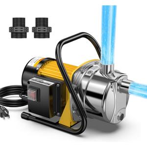 CrestWave Water Transfer Pump 1.6HP 1800GPH 110V Electric Portable Shallow Well Jet Pump Sprinkler Pump Irrigation Pump for Lawn Garden Irrigation Drainage with Iron Stand Handle Adapters