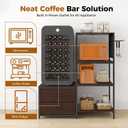 Mini Fridge Stand with Adjustable Shelf, Power Outlet & Storage, Kitchen Organizer for Microwave, Coffee Bar, Dorm, Office (Walnut)