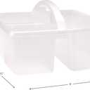 Teacher Created Resources Clear Portable Plastic Storage Caddy 6-Pack for Classrooms, Kids Room, and Office Organization, 3 Compartments