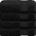 Cotton Paradise 100% Cotton Turkish Washcloth Set for Bathroom, 4 Piece Soft Absorbent Small Hand Face Towels Wash Rags, Black