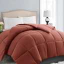 EASELAND King Size Down Alternative Comforter - Quilted Duvet Insert for All Seasons, Soft Lightweight with Corner Tabs, Summer Winter Warm Bedding, Terracotta 90x102 Inches