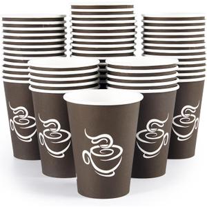 LITOPAK 240 Pack 12 oz Paper Cups, Brown Disposable Hot Coffee Cups for Party, Picnic, Travel, and Events