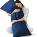 Bedsure Body Pillow Cover - Navy Long Cooling Pillow Cases, 100% Rayon Derived from Bamboo, Cool Body Pillowcase with Envelope Closure for Women, Men, 1 Pack, 20x54 Inches