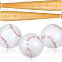 durony 5 Pieces Inflatable Baseball Set Including 2 Piece 31.5 Inch Baseball Bat Inflates 3 Piece 5.5 Inch Beach Baseball Sports Baseball Party Favors for Birthday Party Pool Beach Fun Sports Game