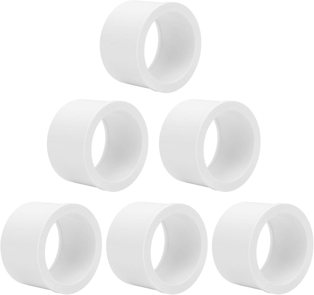 6Pack 2"x 1-1/2" PVC DWV Reducing Bush Adapter Pipe Fitting SCH40 PVC Reducer Bushing (Socket x Socket) PVC Pipe Reducing Bushing Fitting for Home Sewer Plumbing