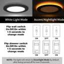 Meconard 6 Pack 4 Inch 5CCT LED Recessed Ceiling Light with Night Light, 2700K/3000K/3500K/4000K/5000K Selectable Ultra-Thin Lighting, 9W=75W, 750LM, Dimmable Canless Wafer Downlight, Black Trim