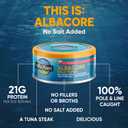 Wild Planet Albacore Wild Tuna, No Salt Added, Canned Tuna, Pole & Line Caught, 5 oz, Pack of 4, (EXP 11/17/28)