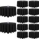12 Pack Black Round Tablecloths 120 Inch Round Table Cloth, Wrinkle Resistant Washable Polyester Fabric Table Cloth Round Table Cover for Dining Banquet Wedding Party
