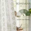 Jinchan Boho Curtains for Living Room Farmhouse Sage Green Curtains 84 Inch Length 2 Panels for Bedroom Geometric Striped Light Filtering Window Drapes Rod Pocket Sage Green on Beige