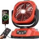 Battery Operated Fan for Milwaukee M18 battery, Camping Fan with USB A/C & LED Lights, 4 Speeds & Remote Control, Portable/Cordless/Battery Powered fan, for Outside, Jobsite (Battery Not Included)