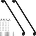 40 Inch Shower Grab Bar 1.25" Dia, 2 Pack Black Anti Slip Bathroom Grab Bar, 304 Stainless Steel Knurled Handicap Grab Bars, Safety Support Handrail,Bath Shower Handle for Elderly Injury Senior