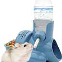 VANNON 3 in 1 Hamster Water Bottle No Drip Small Animal Water Bottle Automatic Bottle Dispenser with Food Container Base Hut and Hideout Base 4oz/120ml,Leekproof, BPA Free (Blue)