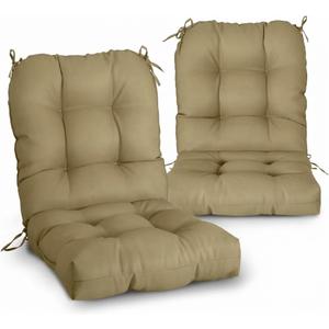 EAGLE PEAK Tufted Outdoor/Indoor Seat/Back Chair Cushions, 2 Pack, 42'' x 21'', Khaki