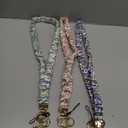 Geyoga 3 Pcs Stretchy Scrunchie Lanyard for ID Badges Scrunchy Neck Keychain with Clip Closure for Teacher (Pink Blue)