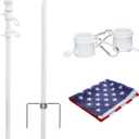 Flag Poles for Outside in Ground, 8.2FT Telescoping Flag Pole Kit for Yard with 35FT American Flag, Stainless Steel Portable Residential Flag Pole with 35FT American Flag for House (1 Pack, White)