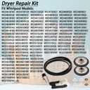 Dryer Repair Kit Replace for Whirlpool WED5050LW0 WED5050LW1 WED5100VQ0 WED5100VQ1 WED5200VQ0 WED5200VQ1 WED5100SQ0 WED5300ST0 - Drum Rollers 14210017, Belt 341241, Idler Pulley 14210023