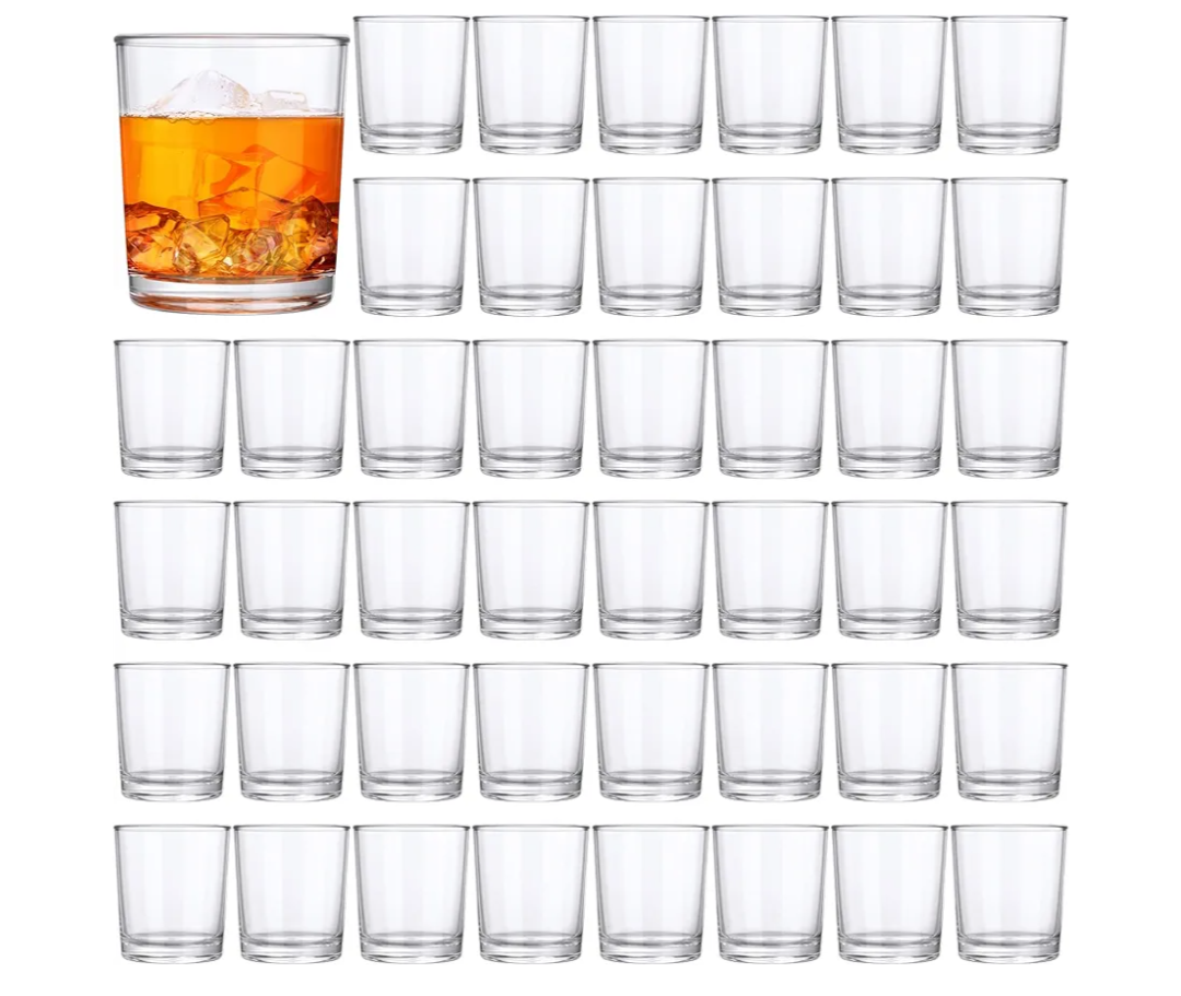 Gerrii 48 Pcs Clear Plastic Tumblers Drinking Cups Reusable Unbreakable Juice Acrylic Glasses Dishwasher Safe Plastic Glasses for Adults Picnic Party Kitchen (8 oz)