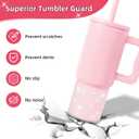 2 x Silicone Boot Compatible with Sinple Midern 24/30/40 oz Tumbler with Handle/Trek Pivot, Protective Anti-Scratch Bottle Bottom Sleeve Cover Compatible with Sinple Midern Tumbler (Bling Blush)