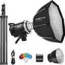 Godox MS300V Strobe Light Kit, 300W Studio Strobe Light, 2.4G Wireless System, Recycle Time 0.11.8S, Bowens Mount LED Modeling Lamp with QS65 Quick Installation Softbox + Light Stand