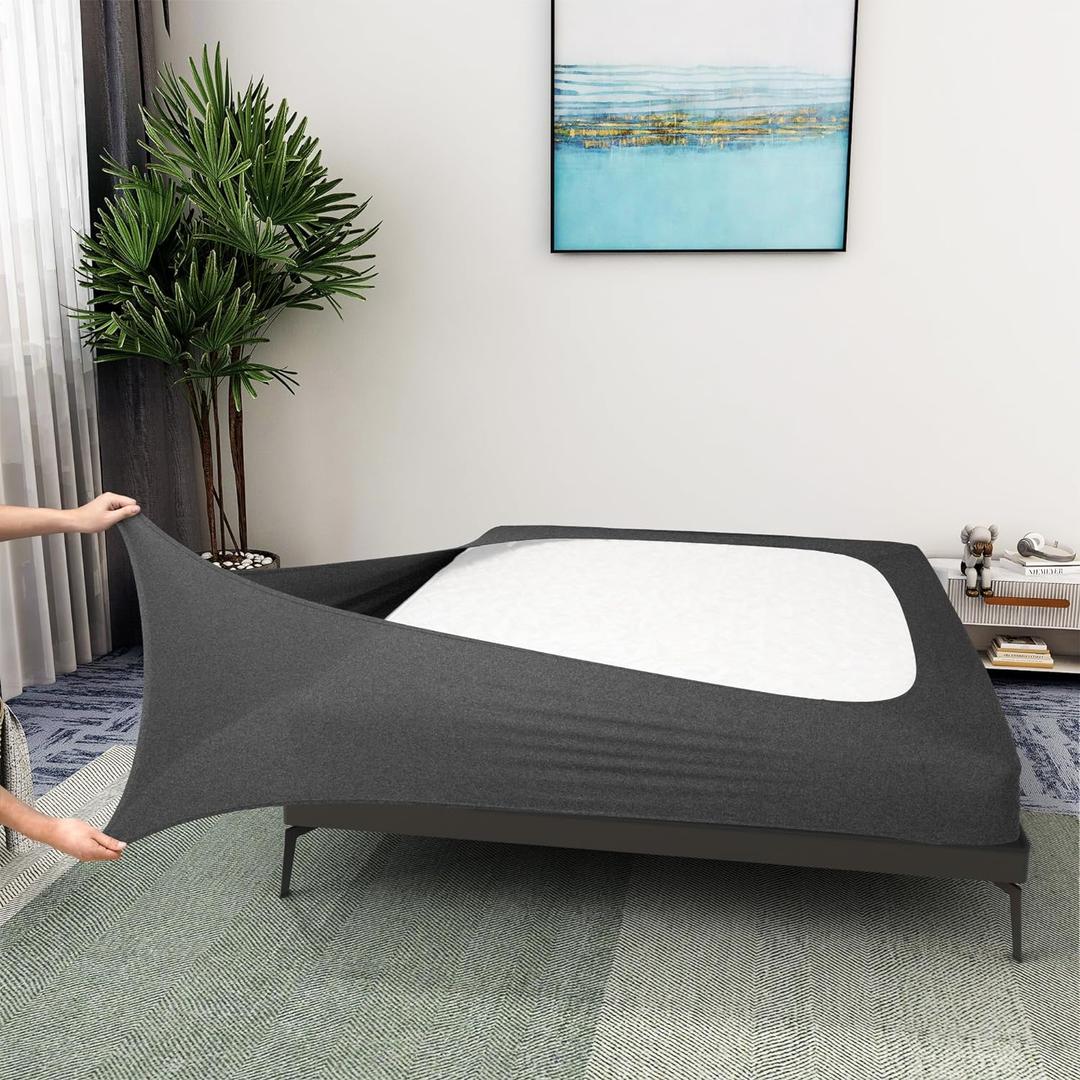 Box Spring Cover King Size - Jersey Knit & Stretchy Wrap Around 4 Sides Bed Skirt for Hotel & Home - King/Cal King/Olympic Queen, Heather Gray