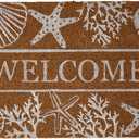 DII Natural Coir Doormat Outdoor Welcome Mat, 17x29, Seashells