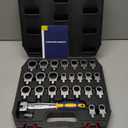 haisstronica 24 in 1 Interchangeable Heads Ratchet Wrench Set with 3/8 in Adapter, Metric & SAE 8-19mm and 1/4-3/4 inch Flex Head Combination Wrench Sets for Auto, Mechanic Tools for Men Gifts