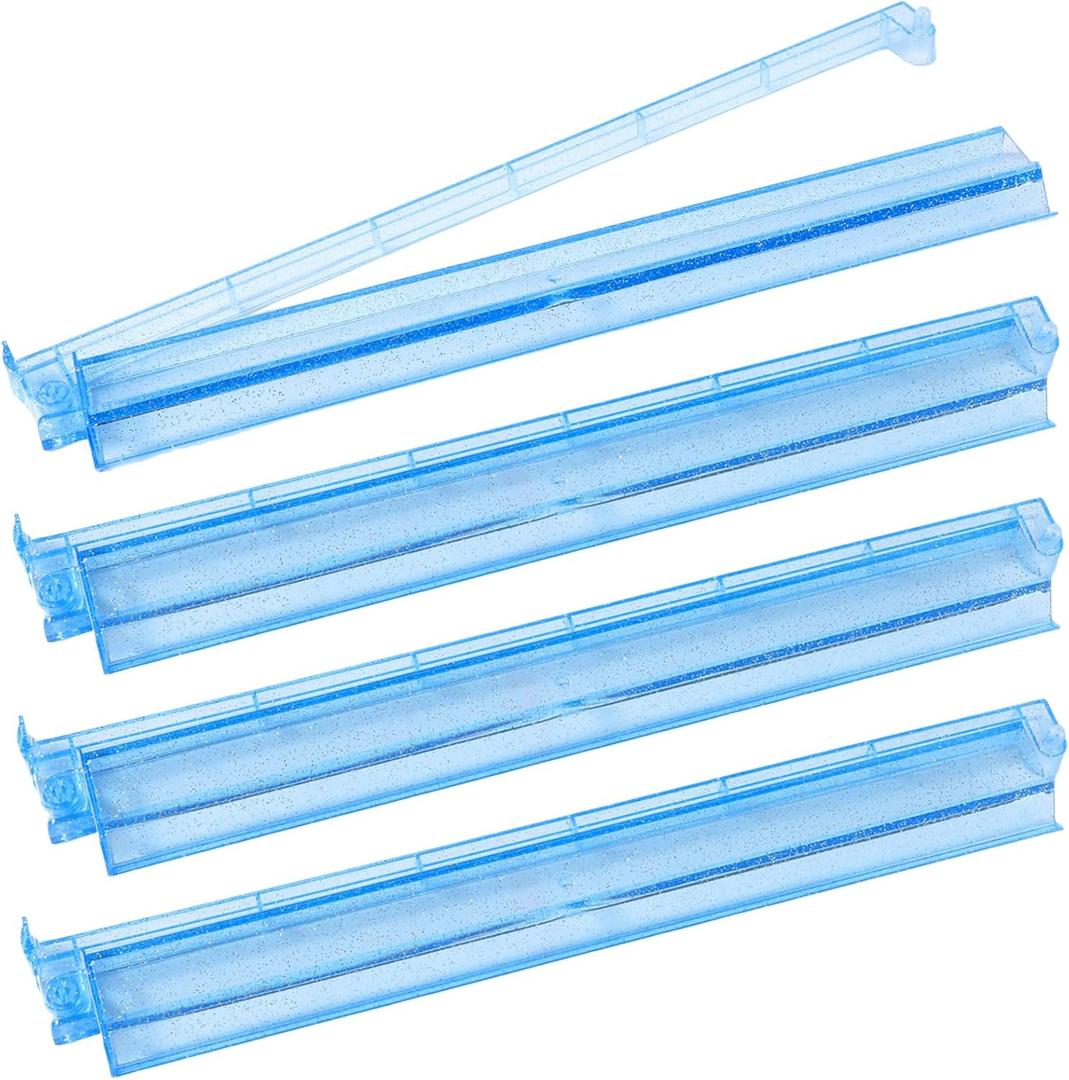 4Pcs Mahjong All-in-One Racks with Pushers, Acrylic American Majiang Tile Holder, Modern Mah Jong Game Rack with Built-in Pushers, Easy Portable American Mahjong Accessories and Gifts(Bling Blue)