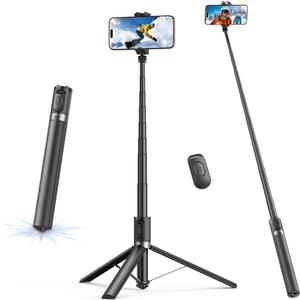 65" Automatic Phone Tripod, Auto-Open and Close Selfie Stick Tripod with Remote, Extendable Cell Phone Stand for iPhone & Android, Lightweight Selfie Stick for Creators, Vloggers, Travel, YouTube