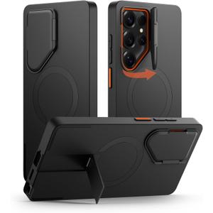 SURITCH for Samsung Galaxy S25 Ultra Phone Case, Magnetic Protective Cover with Camera Cover & Adjustable Metal Kickstand for Galaxy S25 Ultra (2025)Black