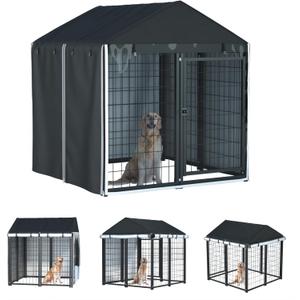 Outdoor Dog Kennel Cover,Full Coverage for 4.2'Dx4.2'Wx4.5'H Dog Cages,600d Heavy Duty Waterproof Large Dog Kennel Cover,(Cover Only) Black