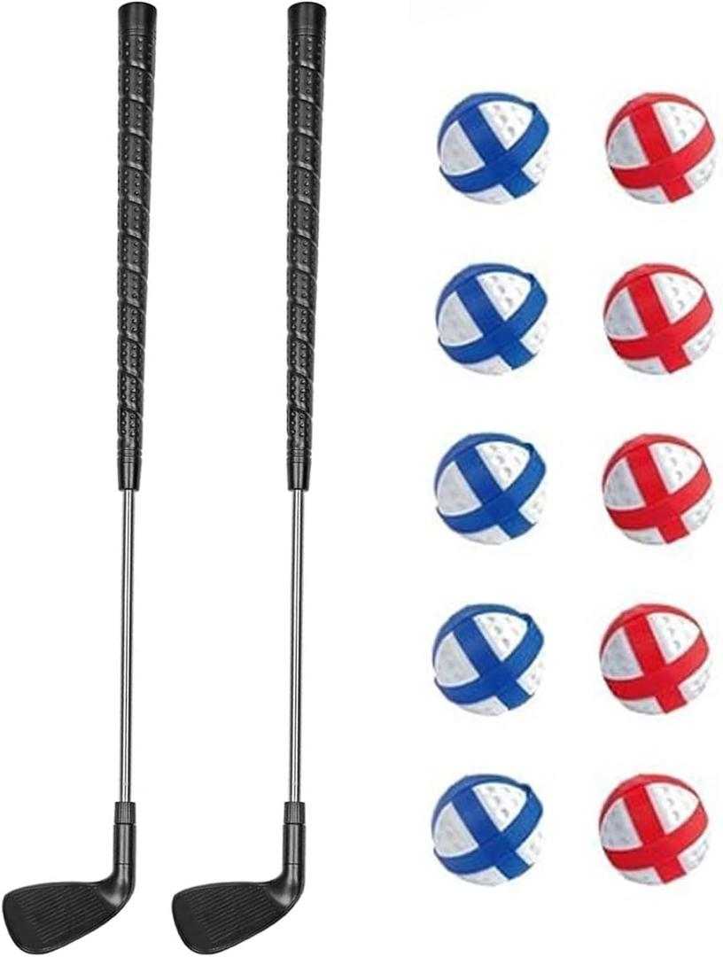 Golf Chipping Game, Play Portable Golf Target Practice Game Set, Fun Indoor & Outdoor Family Yard Game for Backyard, Beach, Parties, Office (2 Clubs & 10 Balls)
