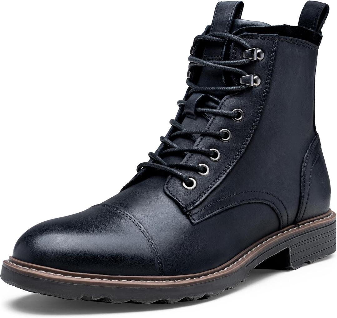 Vostey Mens Motorcycle Boots With Side Zipper Dress Boot (Black) Size: 9.5