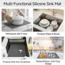 Sink Protectors for Kitchen Sink - Grey 28.34" x 15.74" Silicone Sink Mat - Can DIY Drain Holes - Non-slip Heat Resistant Liner for Bottom of Farmhouse Porcelain Stainless Steel