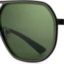 SUNGAIT Polygon Aviator Sunglasses for Men Polarized Trendy Square Sun Glasses Retro Pilot Shades UV Protection (Gunmetal Frame/Sliver Rim/Dark Green Lens)