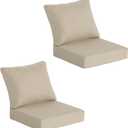 Outdoor Deep Seat Cushions (24"x24") 2 Sets, Water-Resistant Fade Resistant Cushions with Removable Covers & High Resilience Foam with YKK Zippers for Patio Furniture,Sand