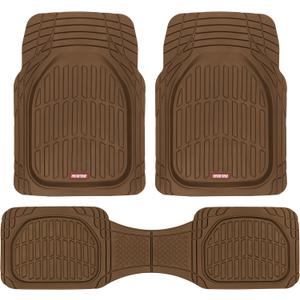 Motor Trend FlexTough Deep Dish All-Weather Floor Mats, Waterproof Trim-To Fit Mats for Cars, Trucks, SUVs - Universal Automotive Floor Liners, Car Accessories, Brown