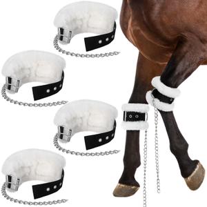 4 Pcs Horse Kicking Chains Pawing Training Chains with Fleece Lined Adjustable Stainless Steel Training Gear for Stable Horse Safety Enhancer for Prevents Stable Kicking Fits Most Sizes