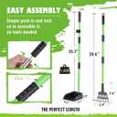 MXF Pooper Scooper, Dog Pooper Scooper Long Handle Stainless Metal Tray and Rake Set for Medium Small Dogs Heavy Duty - Use on Grass, Dirt or Gravel - Pet Supplies (Green)