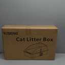 Stainless Steel Cat Litter Box, Extra Large XL Odor Free Metal Litter Box with High Sides Lid, Open Top Litter Pan Include Scoop Easy Cleaning Kitty Cat Box Anti-Urine Leakage, Non-Sticky