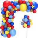 JOYYPOP Carnival Balloon Arch Kit with 123pcs Red Blue Yellow Rainbow Latex Confetti Balloons for Birthday Party Decorations