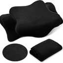 Hahafelt Plush Cervical Neck Pillowcase (Only Pillowcase) Ergonomic Cervical Pillow Case Contour Pillow Cover with Zipper Breathable Soft Fuzzy Case for Side Back Stomach Sleeper(Black,Queen Size)
