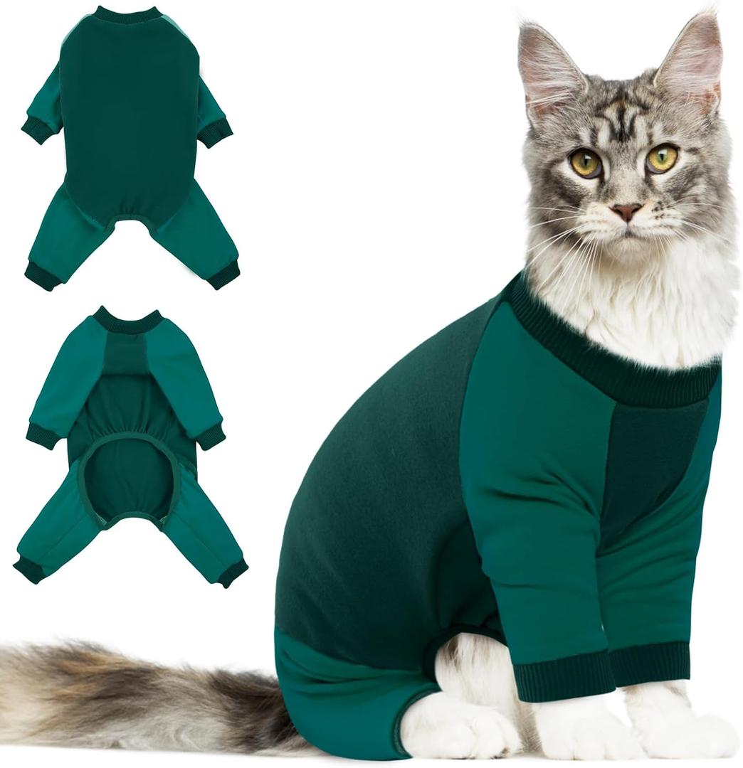 DENTRUN Cat Recovery Suit - Kitten Hair Sticky Onesie, Surgical Cone Alternative Shirts for Cats After Surgery, Prevent Hair Spreading Pajama Apparel, M