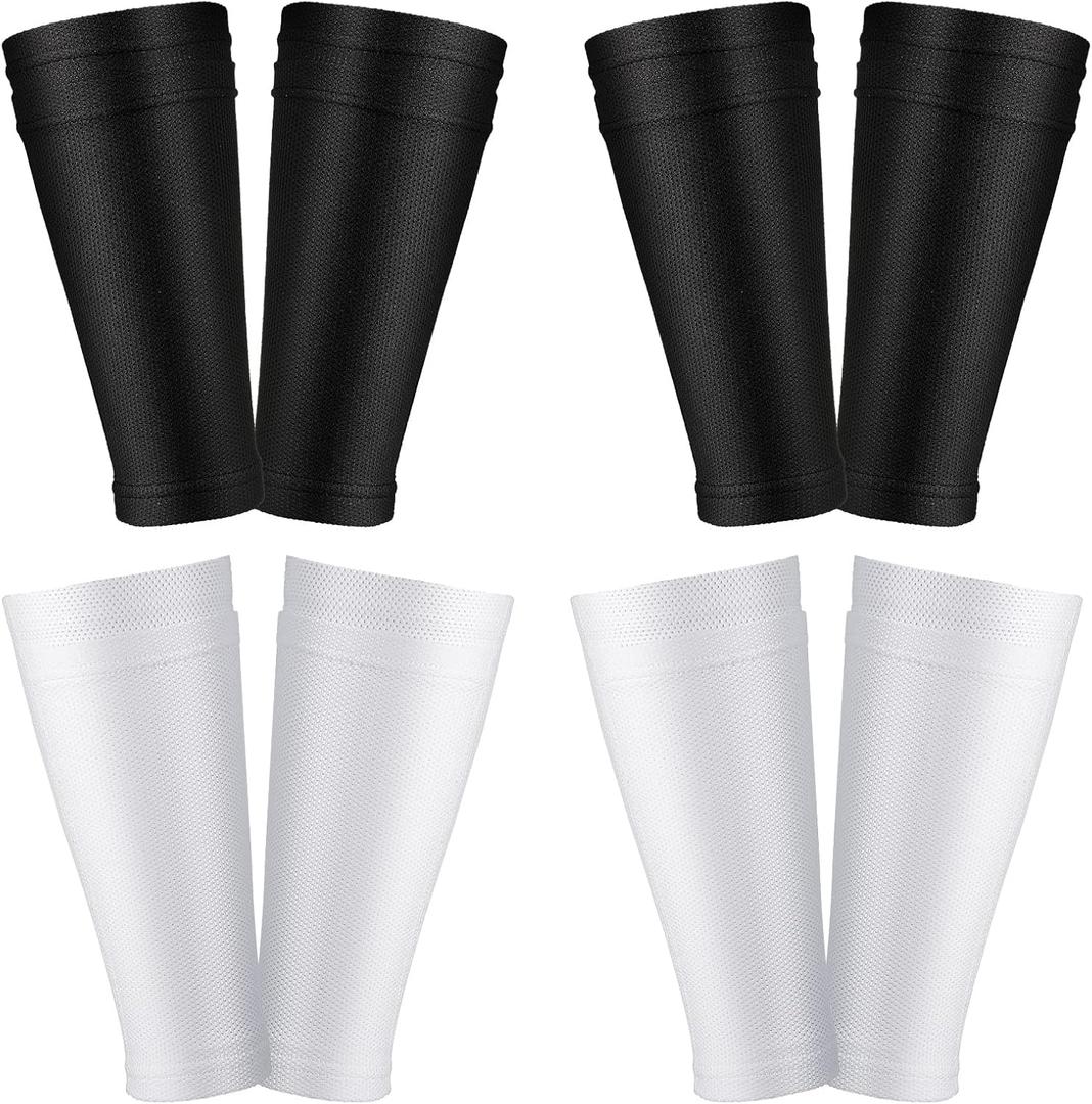 Skylety Youth Soccer Shin Guard Covers Support Compression Football Hockey Leg Sleeves with Optimized Insert Pocket for Men Kids Adult Sports(4 Pairs)
