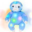 Hopearl LED Plush Three-Toed Sloth Lighting Up Stuffed Animal Sloth Floppy Night Lights Glow in The Dark Birthday Festival for Kids Toddlers, Blue, 12.5''