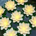 Accssoey 14 PCS Waterproof Floating Lotus Light, Floating Flower Light Battery Operated Water Activated Warm White Pool Flower Lamp Wedding,Anniversary,Garden Decoration